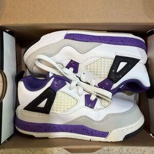 Jordan Kids White and Purple Sneakers